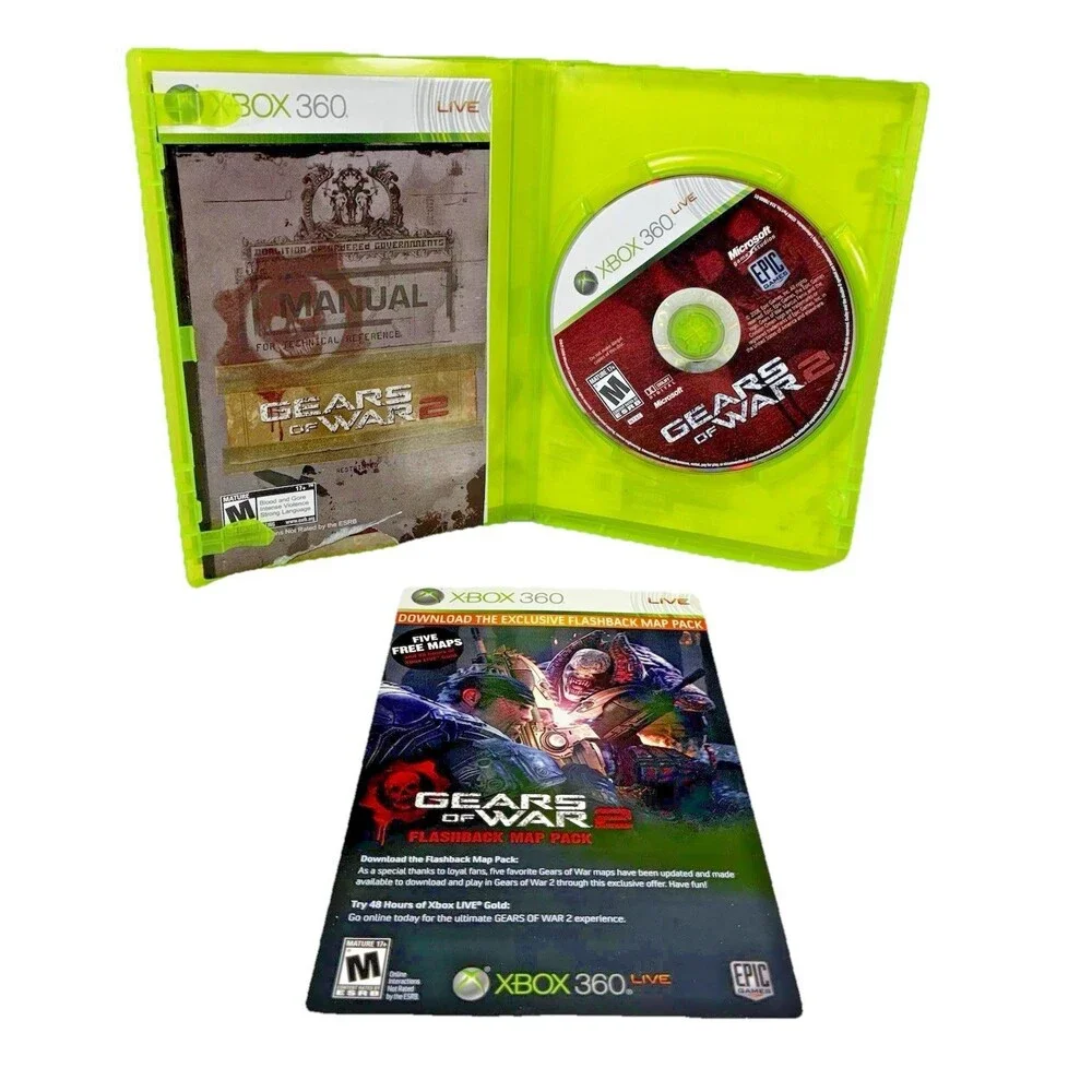 Gears of War 2 Xbox 360 Epic Games 2008 Complete with Manual & Map Pack Tested
